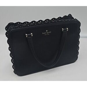 Kate Spade Fordham Court‎ Marielle Black Laser Cut Lace Trim Satchel Purse